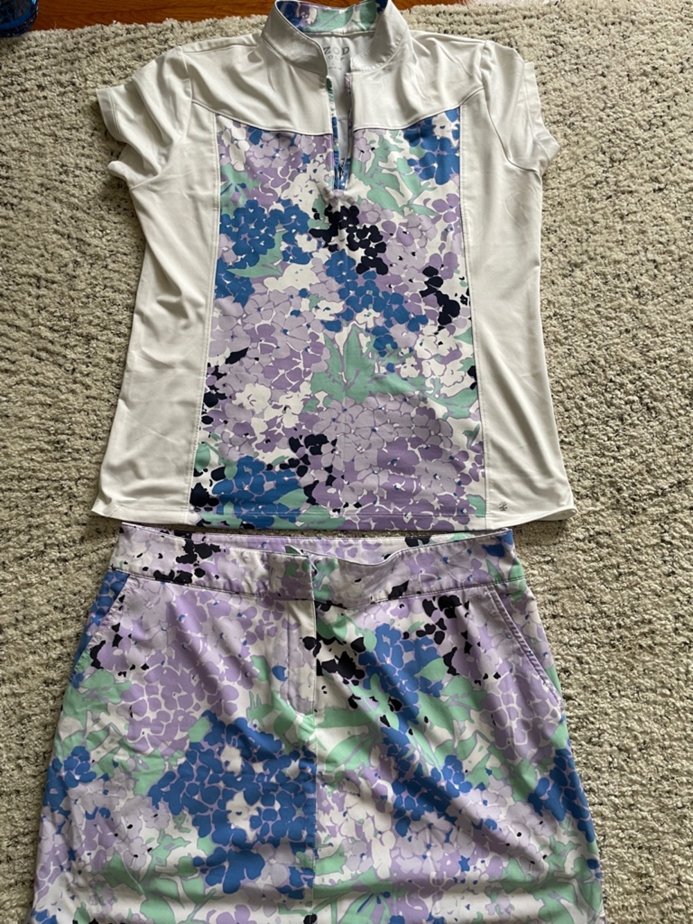 Izod White Top with Lavender, Blue & Mint Floral Skort